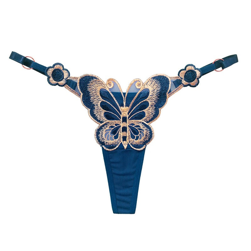 Embroidered Butterfly Thong — VELLISSE