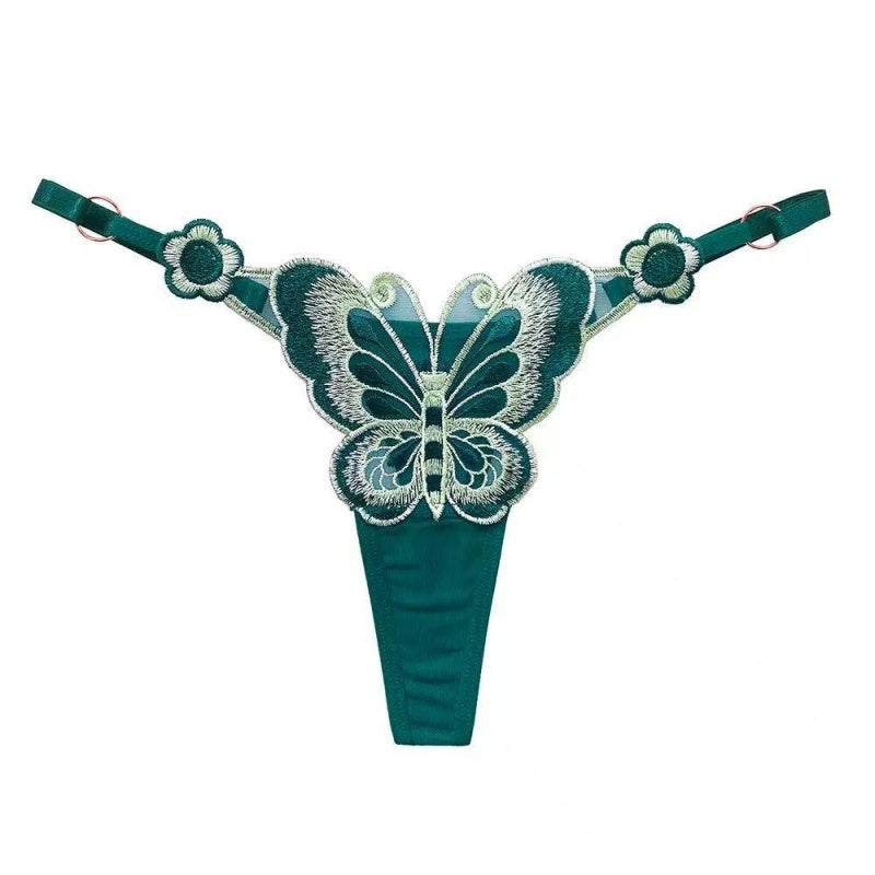 Embroidered Butterfly Thong