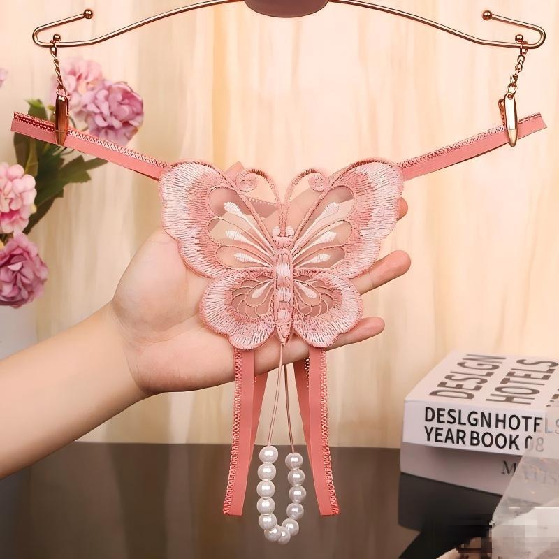 Butterfly Pearl Embroidered Thong — VELLISSE