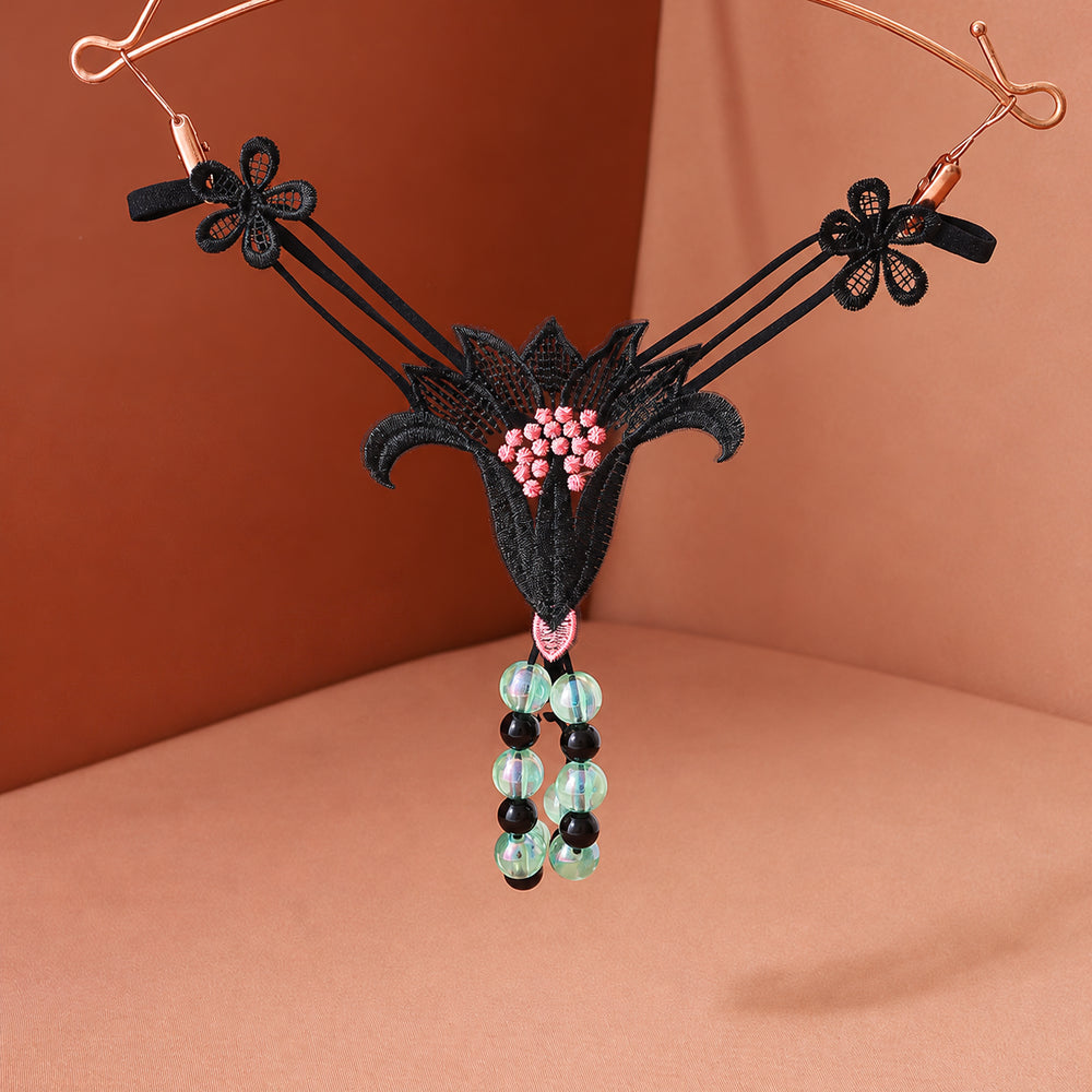 Lace Bead-Detail Thong — 8 Styles