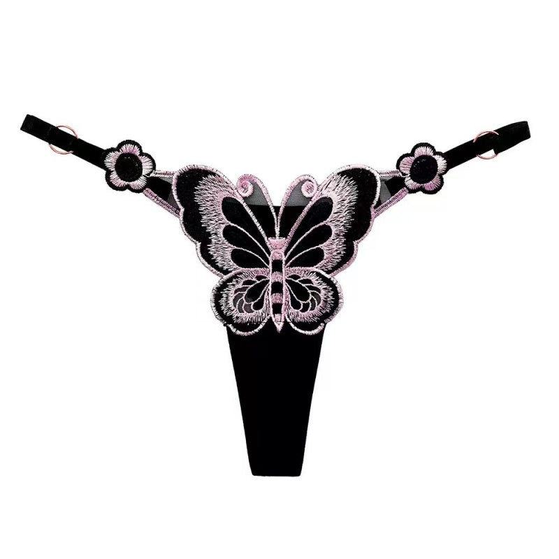 Embroidered Butterfly Thong — VELLISSE
