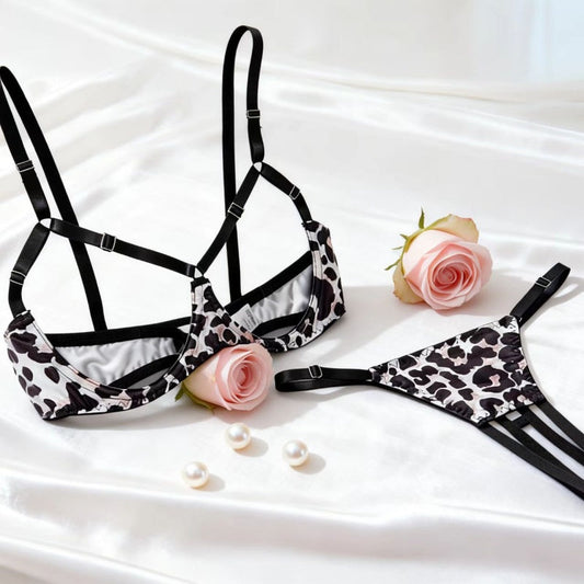 Leopard Open-Cup Bra & Thong Set — VELLISSE