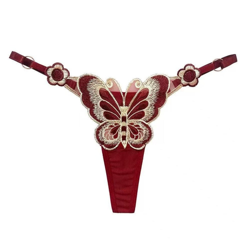Embroidered Butterfly Thong — VELLISSE