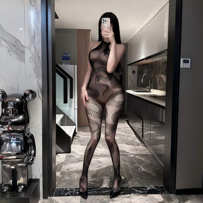 Serpent Seduction Fishnet Bodystocking — VELLISSE