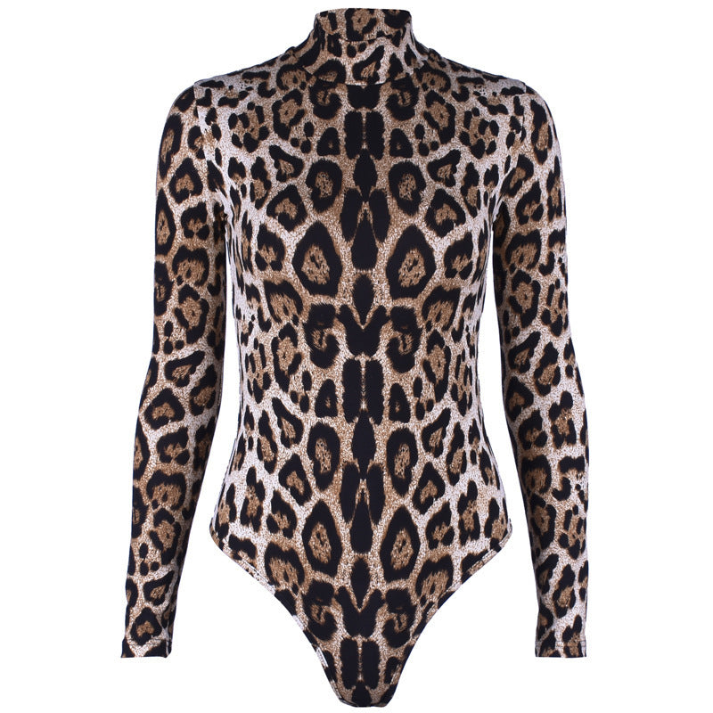 Wild Leopard Print Long Sleeve Bodysuit — VELLISSE