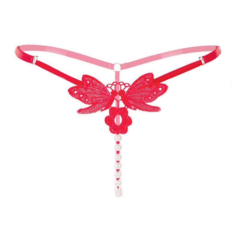 Black Butterfly Pearl Thong — VELLISSE
