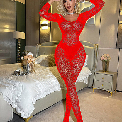 Leopard Print long-sleeved mesh bodysuit — VELLISSE