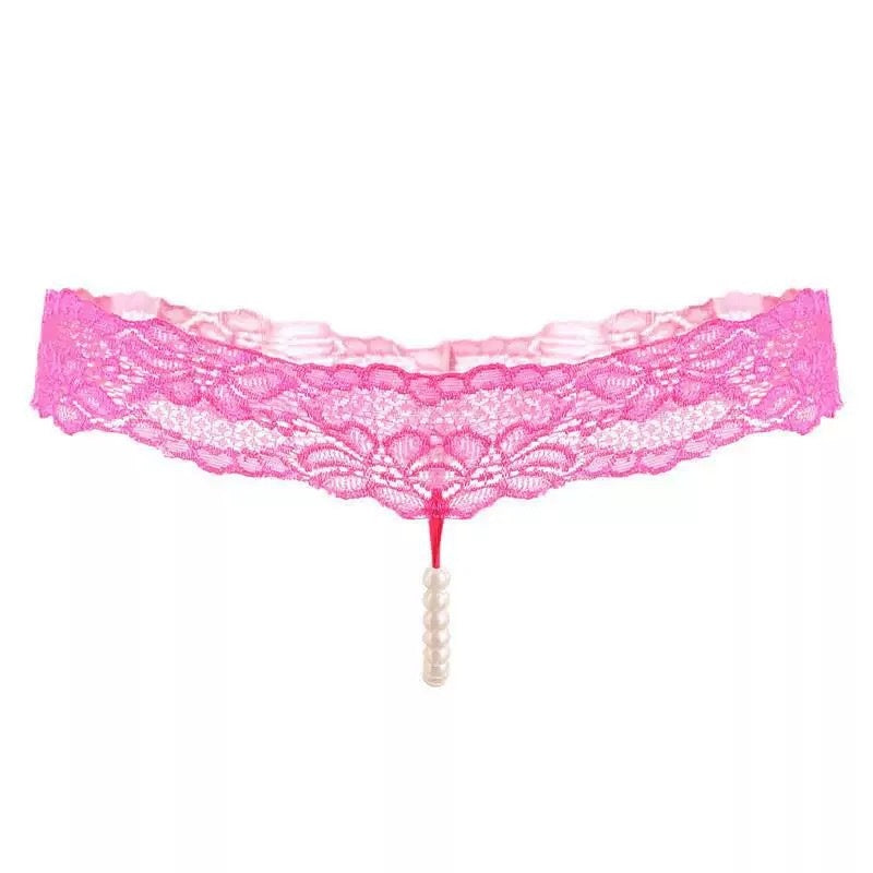 Pink Lace Pearl Thong — VELLISSE