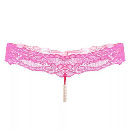 Pink Lace Pearl Thong — VELLISSE