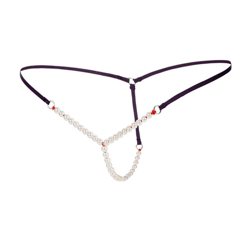Black Pearl Chain Thong — VELLISSE