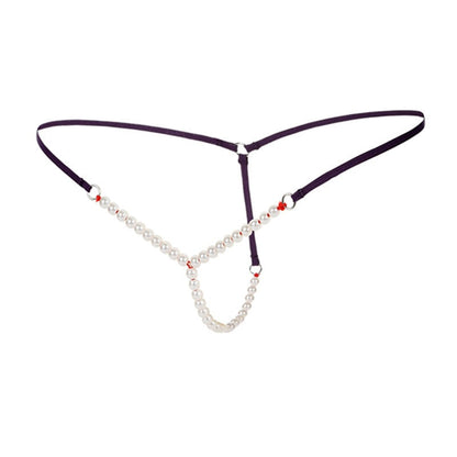 Black Pearl Chain Thong — VELLISSE