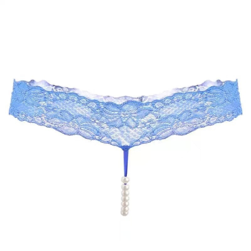 Pink Lace Pearl Thong — VELLISSE