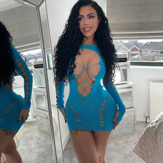 Cut-Out Long Sleeve Mini Dress — VELLISSE