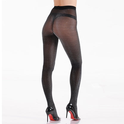 Black Glitter Sparkle Sheer Pantyhose — VELLISSE
