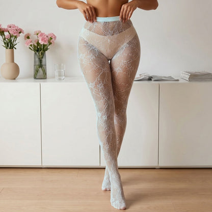 Black Floral Lace Pantyhose — VELLISSE