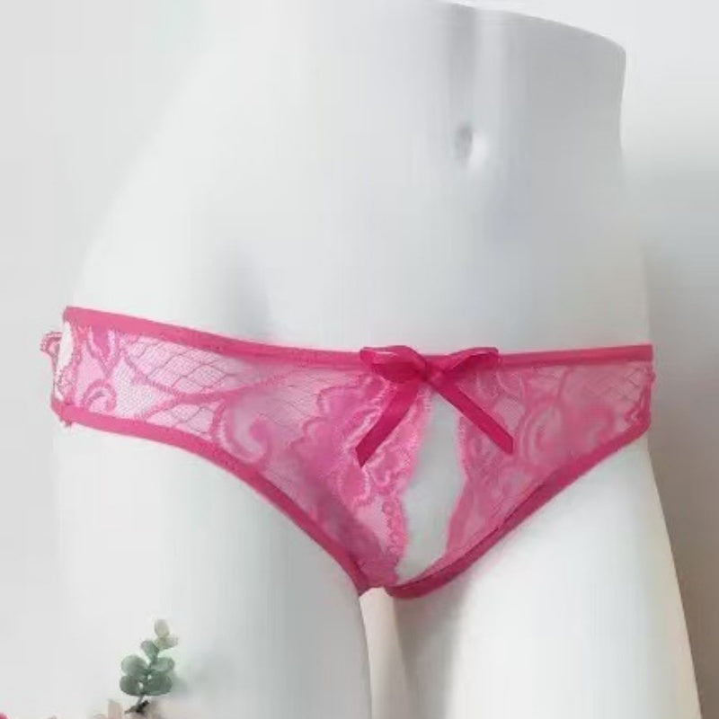 White Lace Open Crotch Thong — VELLISSE