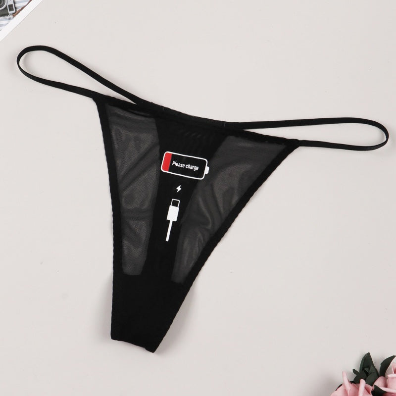 Graphic Print Mesh Thong — 13 Styles