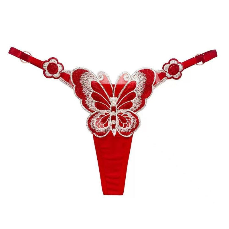 Embroidered Butterfly Thong — VELLISSE
