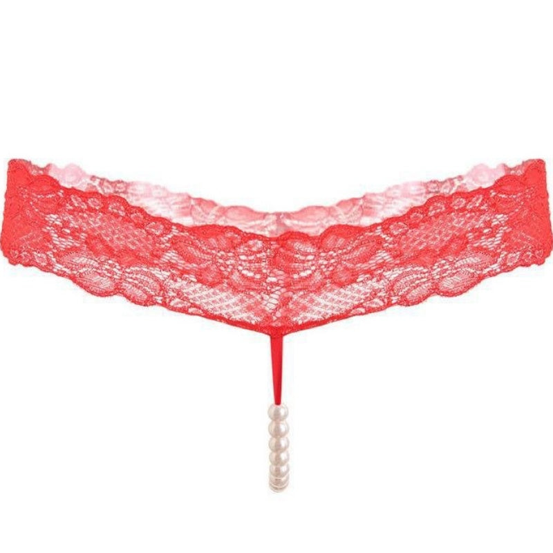 Pink Lace Pearl Thong — VELLISSE