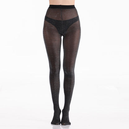 Black Glitter Sparkle Sheer Pantyhose — VELLISSE