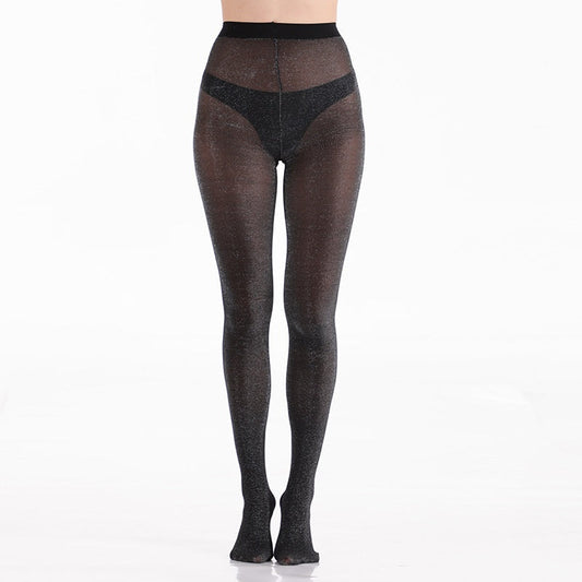 Black Glitter Sparkle Sheer Pantyhose — VELLISSE