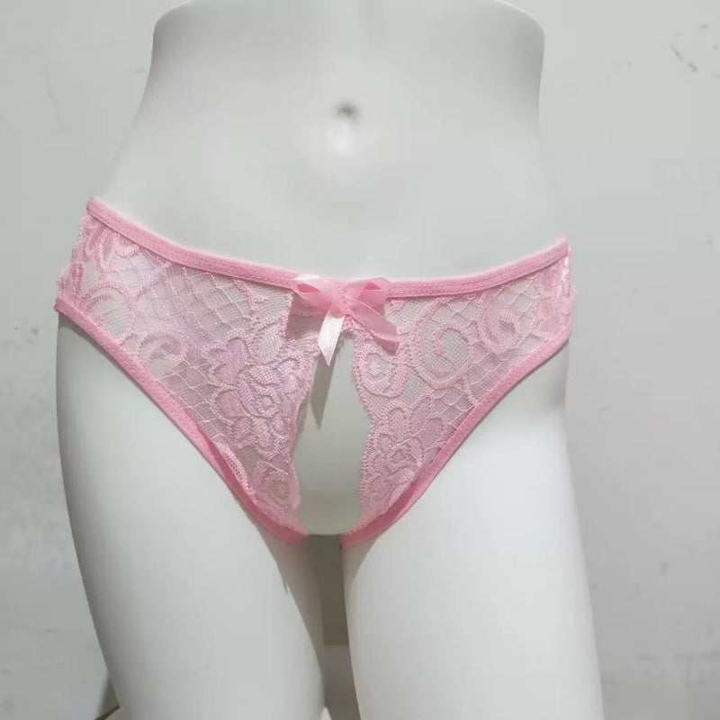 White Lace Open Crotch Thong — VELLISSE