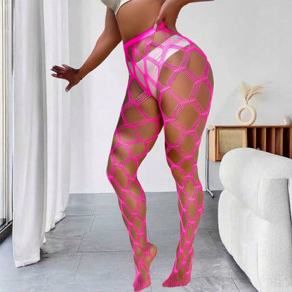 Black Geometric Cut-Out Fishnet Stockings — VELLISSE