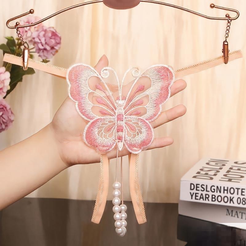 Butterfly Pearl Embroidered Thong — VELLISSE