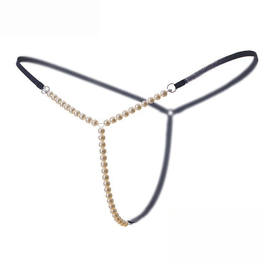 Black Pearl Chain Thong — VELLISSE