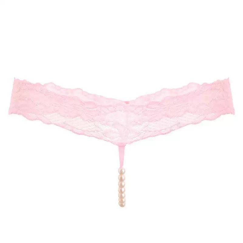 Pink Lace Pearl Thong — VELLISSE