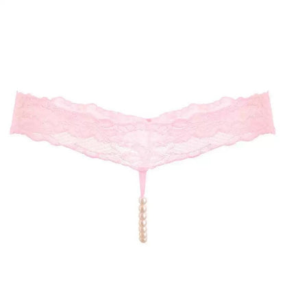 Pink Lace Pearl Thong — VELLISSE