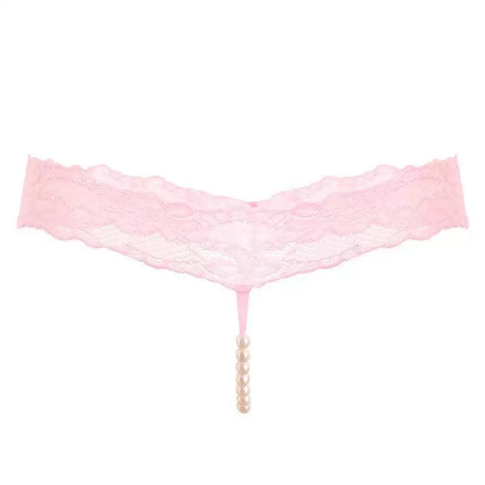 Pink Lace Pearl Thong — VELLISSE